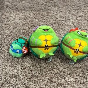 Ty Green and Blue Stuffed Animals Plush ninja turtles